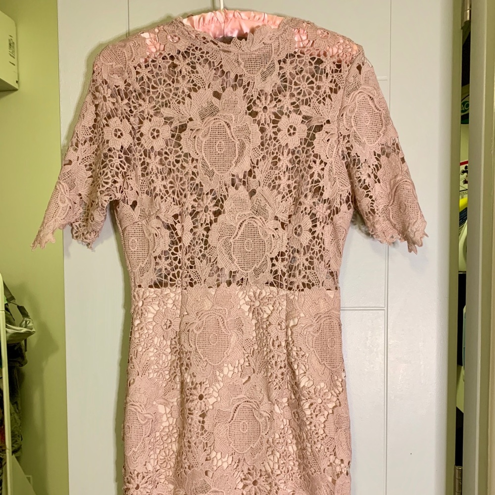 Blush/Pink Lace Detail Cocktail Dress